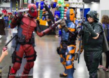 Deadpool, Deathstroke and Arrow cosplayers